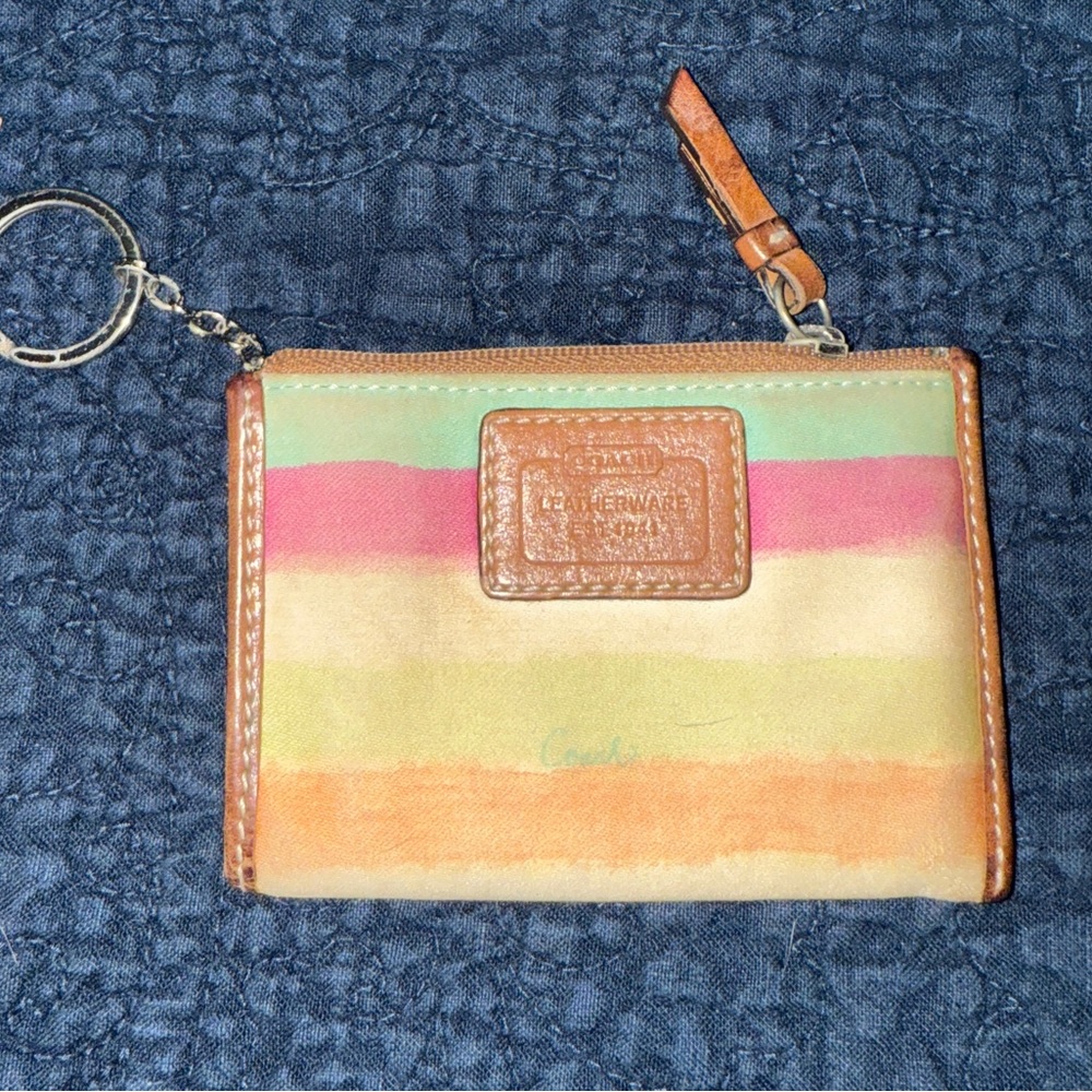 Vintage Coach Colorful Leather/canvas Wallet